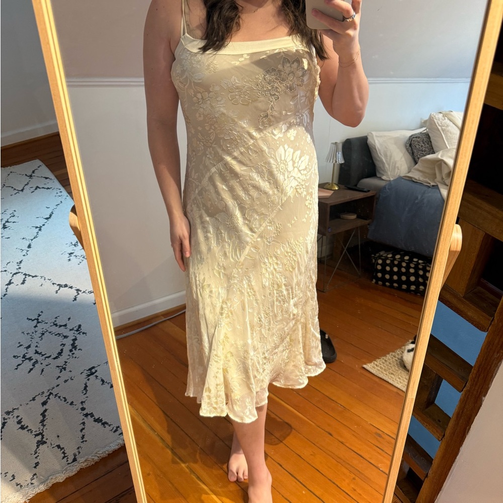 Monsoon Vintage Cream Satin Dress